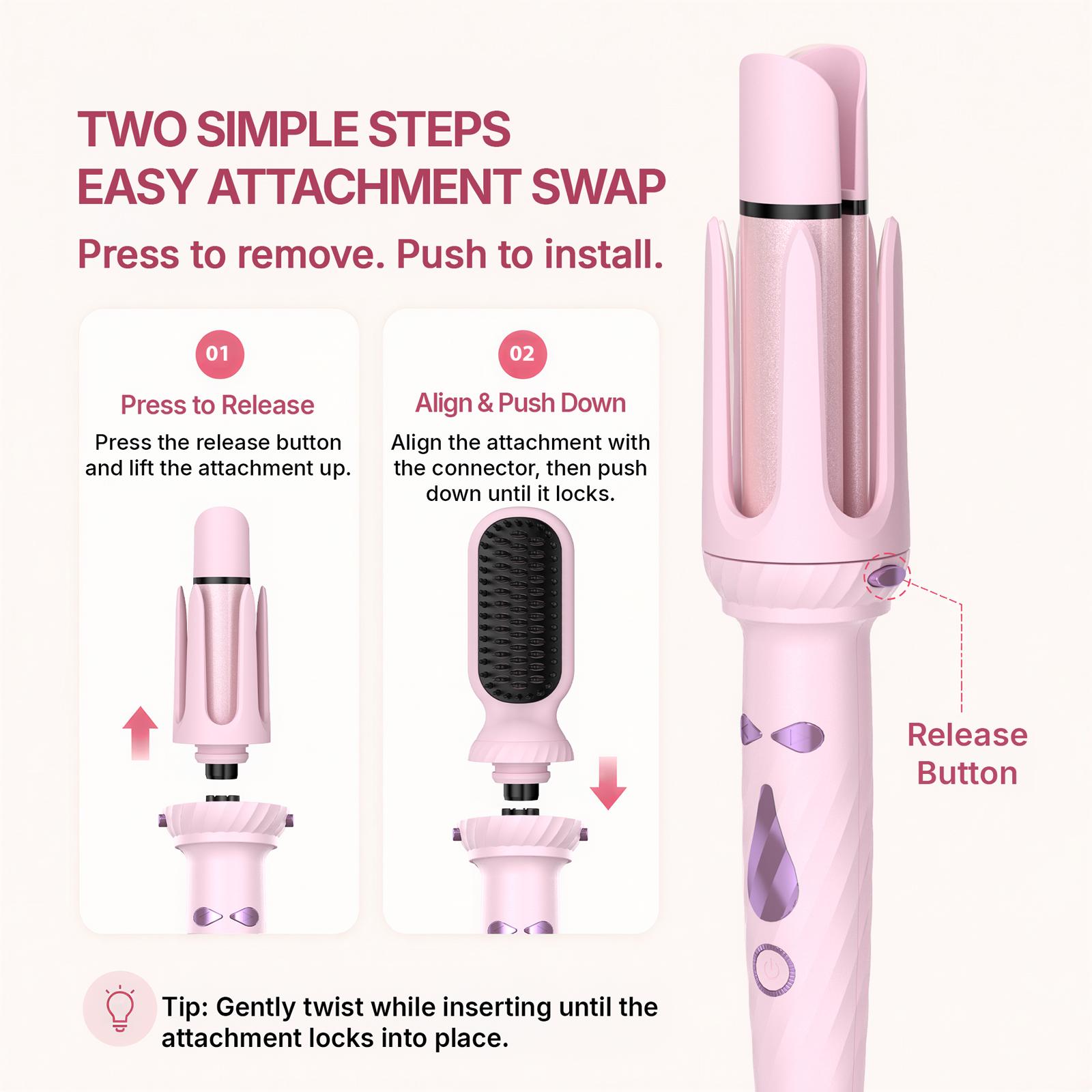 5-in-1 Automatic Rotating Curling Iron Set, Negative Ion Hair Styler for Effortless Curls, Beach Waves & Sleek Straight Looks, Fast Heat-Up, Anti-Scald Design