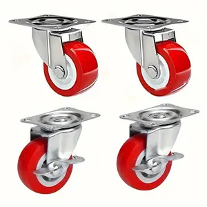 Casters Set ( Wheels), Includes Two Braked Rotating Casters & Two Non-Braked Rotating Casters, 360° Silent Rotation, Swivel Wheels