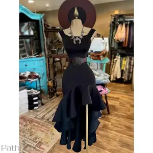 2025 Women's Sleeveless Hem Ruffle Dress Fabric Womenswear white graduation dress