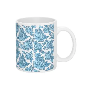 FLORAL PENIS BLUE COFFEE MUG, Ceramic or Accent Mug, Mug Gifts, Gift Ideas