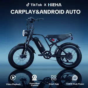 【HiEHA】Electric EBike with Carplay & Android Auto, Smart App, Front and Backup Camera, 1500W Peak Power 34MPH Max Speed 40-70 Miles Range Full Suspension 20"×4.0" Fat Tires 48V 15AH Removable Battery All Terrain EBike, fathersdaygift,father'sdaygifts,camp