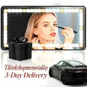 【3-Day Delivery】Fathersdaygift JOYTUTUS Car Sun Visor Vanity Mirror USB Rechargeable 1500mAh Battery Makeup Mirror with 60 LEDs, 3 Light Modes & Dimmable Touch Control Dimmable Bicolor Lighting for Enhanced Makeup Routine, Car Interior Accessories for Men