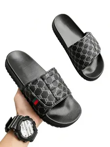 Men's Casual Leather Slip-On Sandals, PU Leather Slippers, Fashionable Universal High-End Comfort Shoes, Soft Sole Slippers, Slide Slipper