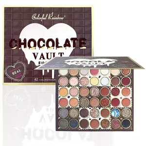 42-Color Chocolate-Themed Shimmering Eyeshadow Palette, Makeup Palette, Shimmer Sparkle Palette - Features Cream-to-Powder & Matte Finishes in Earthy Neutrals, Sleek & Travel-Friendly Design, Perfect Gift for Beauty Enthusiasts