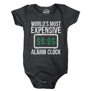 Worlds Most Expensive Alarm Clock Baby Bodysuit Funny Sarcastic Graphic Novelty Jumper for Infants Funny Baby Onesies Funny Sarcastic Onesie Novelty Onesie Black -