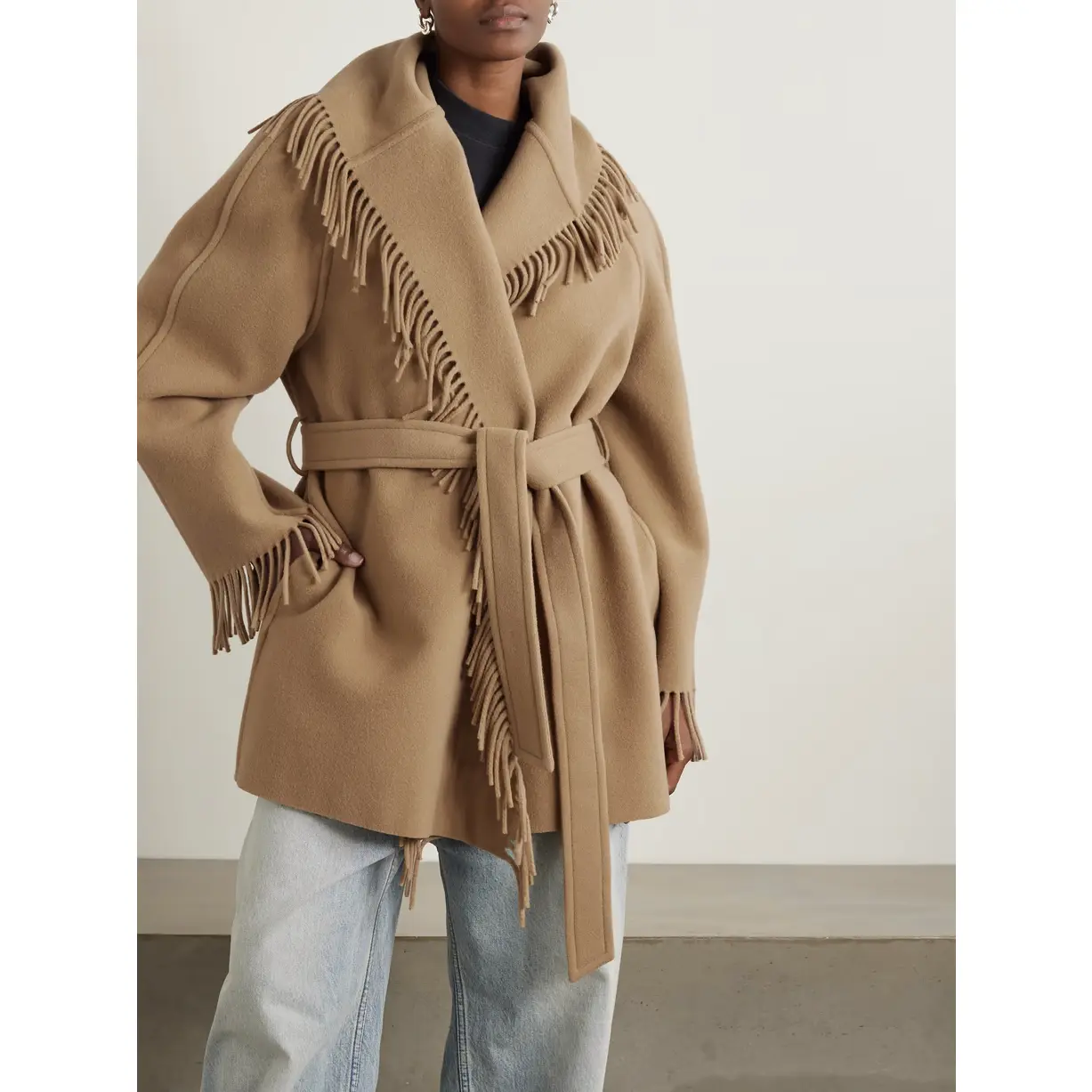 RoyaltyM Luxe Cashmere & Merino Wool Fringe Coat