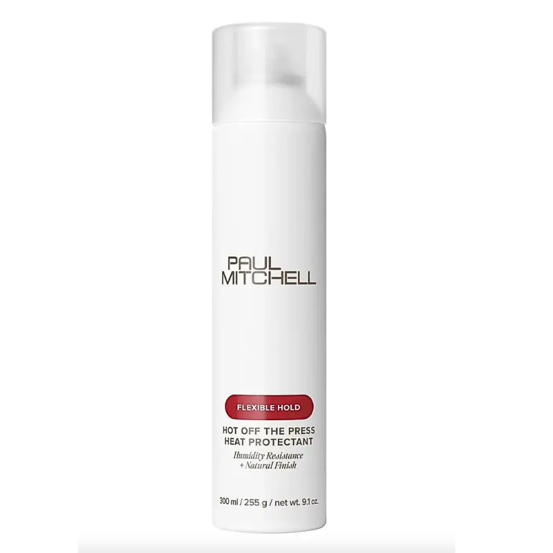 Paul Mitchell Hot Off The Press Haircare Heat Protectant - Wheat Proteins, Flexible Hold, Humidity-Resistant, Anti-Frizz, Added Strength, Light Lily Scent, Vegan, Paraben-Free, For Dry & All Hair Types