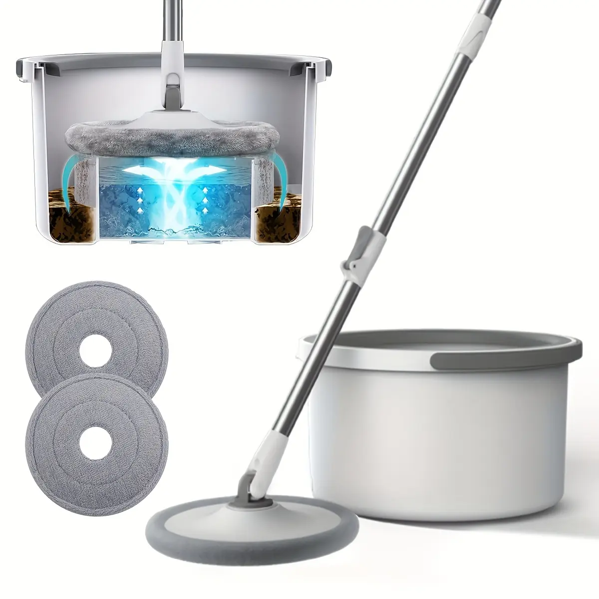 Easy-to-Use Mop and Bucket Set Fast Setup Easy Cleaning with Assemble Rinse Spin Dry and Mop Floor Features sohochic