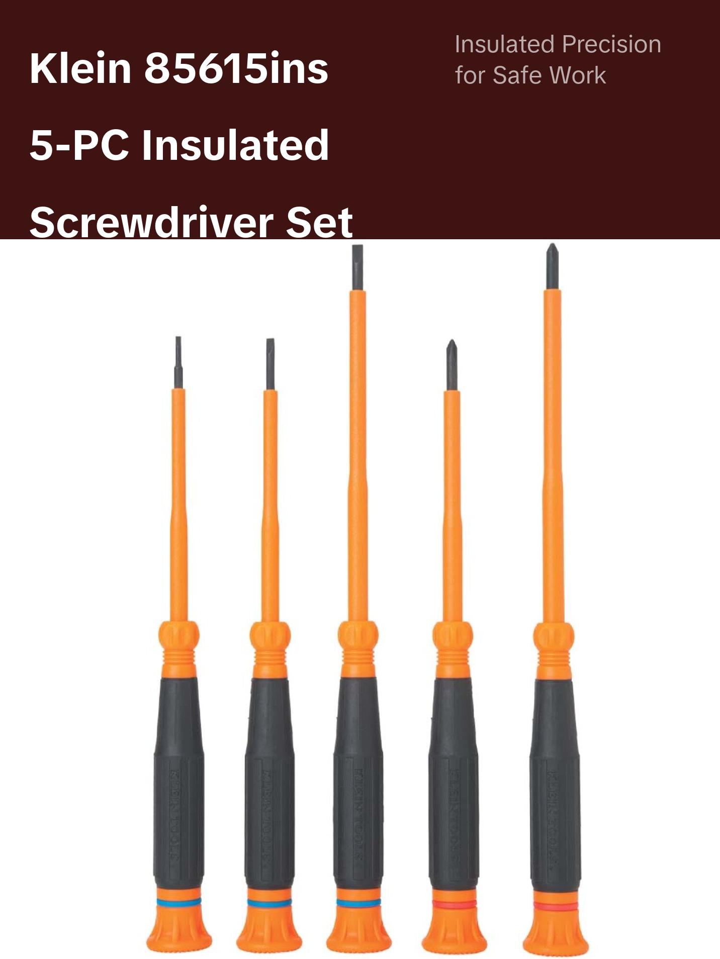 Klein Tools 85615INS Insulated Precision Screwdriver Set, 5-Piece