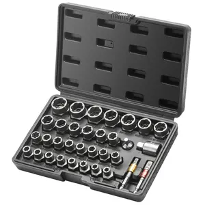 VEVOR Bolt Extractor Set, TikTokShopBlackFriday, 29-Piece Bolt and Nut Remover Set, 6mm to 10mm, 13/32" to 3/4", CR-MO Steel Extraction Socket Set with Storage Case, for Removing Damaged Rusted Bolts, Nuts and Screws