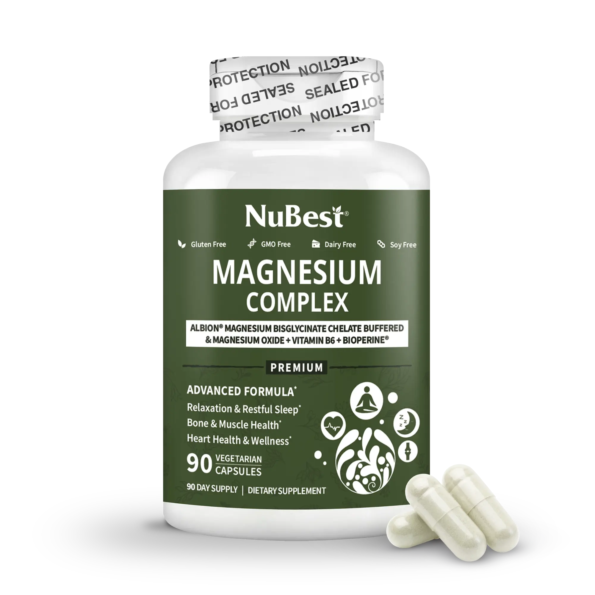 NuBest Magnesium Complex | Vitamin B6 & BioPerine, Sleep, Muscle, Heart & Brain Support
