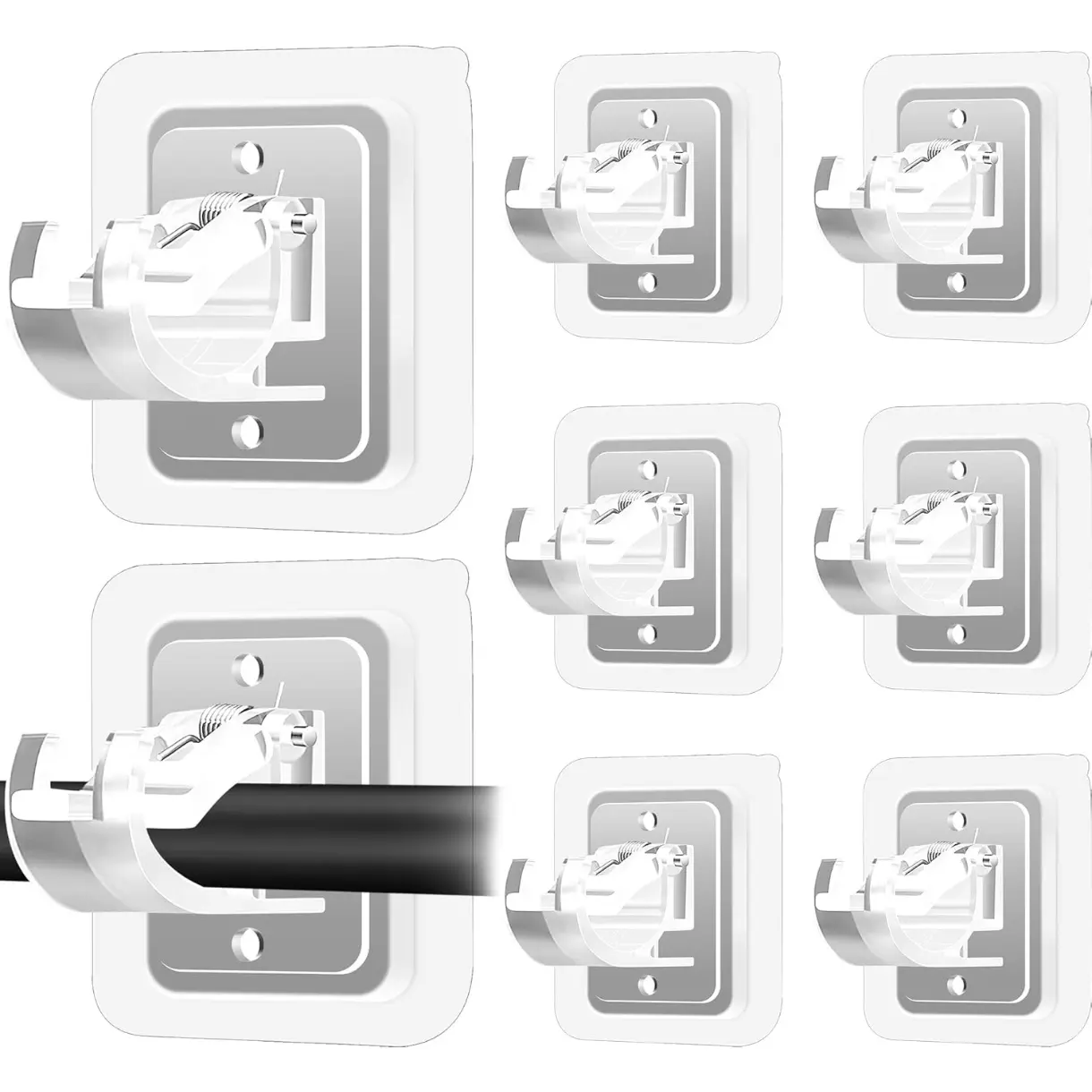 8PCS No Drill Curtain Rod Brackets No Drilling Self Adhesive Curtain Rod Holder Hooks Nail Free Adjustable Curtain Rod Hooks Curtain Hangers for Bathroom Kitchen Home Bathroom and Hotel (Transparent)