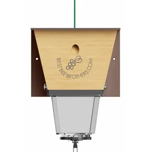 Best Bee Brothers Ultimate Pro Carpenter Bee Trap for Outside with Extra-Large, Clear External Bee Vault & Spring-Loaded Door, Brown Roof