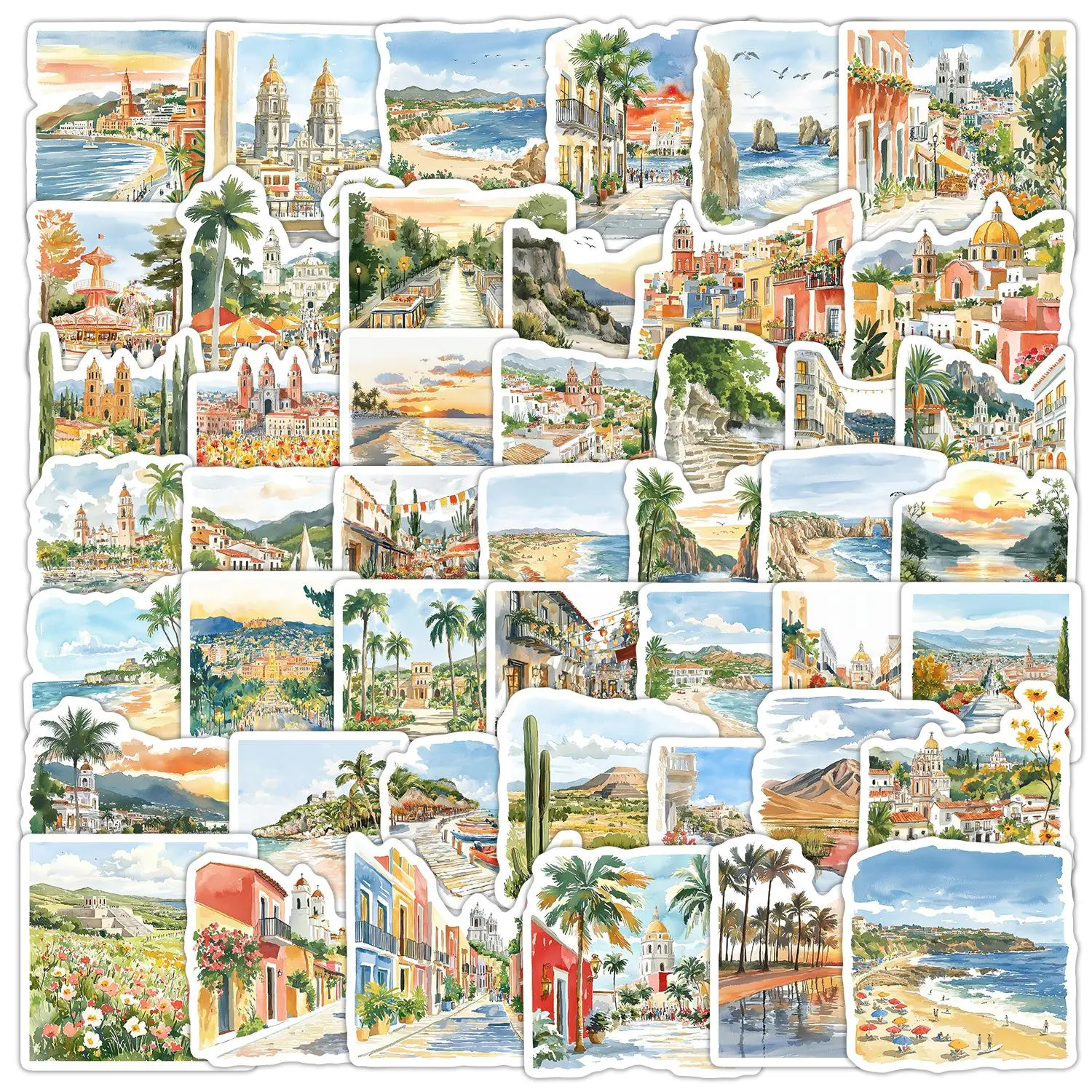 Mexican Themed Sticker, Watercolor Mexican Series Sticker, Decorative Sticker for Scrapbooking, Journaling, Gift Wrapping, Sticker Packs, Art Stickers, Scrapbook Accessories
