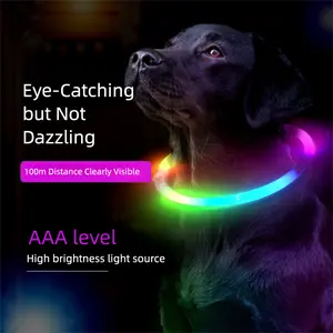 Rechargeable LED Light-Up Collar for Dogs & Cats – Glowing Pet Necklace for Night Safety
