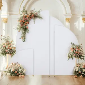 Garvee Set of 4 Wedding Arch Covers, 2 Sides in Elastane, for Arch Support, Wedding Decoration, White