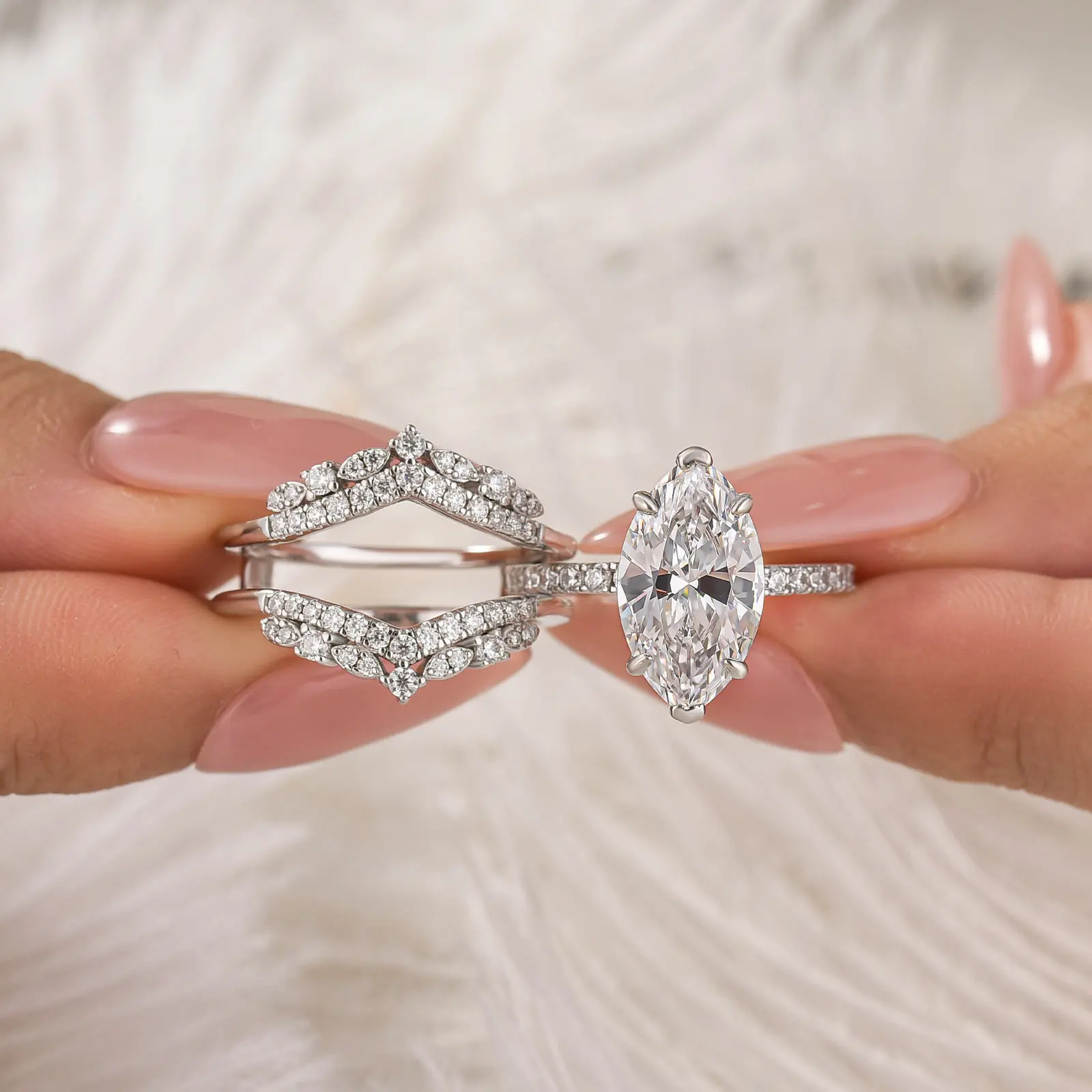 Maxine 2.5ct Insert Marquise Cut 2PC Engagement Ring Set,5A Cubic Zirconia Bridal Ring Set,Women's Ring Jewelry,Wedding Ring Set for Daily,Travel,Proposal,Birthday,Anniversary, Bridal Set