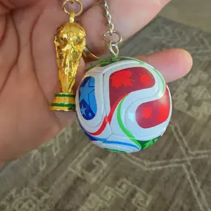 Sports Ball & Gold Trophy Keychain Set, Mini Bag Charm Pendant for Backpack, Handbag, Keys and Party Gifts