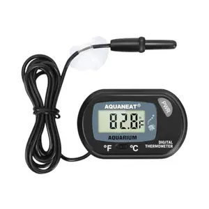 2 Pack Aquaneat Digital Aquarium Thermometer with Probe and Suction Cup – LCD Display for Fish Tank Temperature