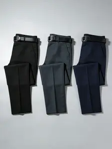 Men's Elegant Golf Long Pants, Casual Sporty Outdoor Pants, Fitness Sports Pants, Polyester + Spandex Stretch Fabric, Ideal for Hiking Running, No Belt Included