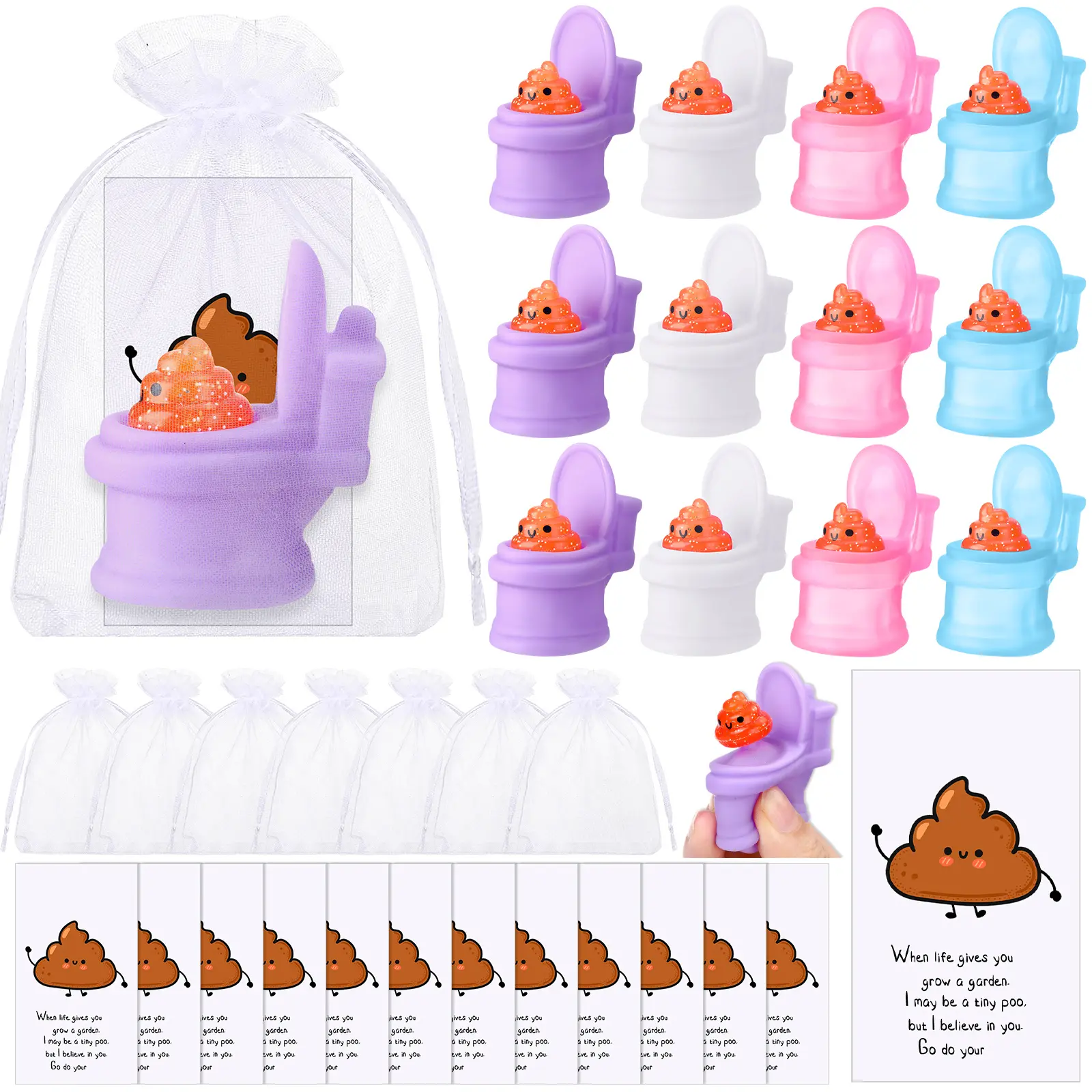 Mini Positive Poop Resin Stress Relief Supplies with Inspirational Greeting Cards  Labor Day Funny Employee Appreciation Gifts for Coworkers Team Boss Office Prank Poop Supplies Gag Gifts for Friends Family Office White Elephant Party Favors