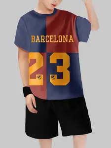 Boys Summer Set 2026 New Barcelona 23 Number Football Jersey Children Short Sleeve Two-Piece Sports Trendy Clothes
