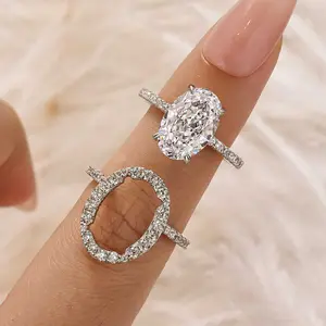 Maxine Women's 2-Piece 5A Cubic Zirconia Engagement Ring Set - 3.5ct Oval Cut Insert Bridal Jewelry, Ideal for Proposal Gift, Wedding, Daily Wear
