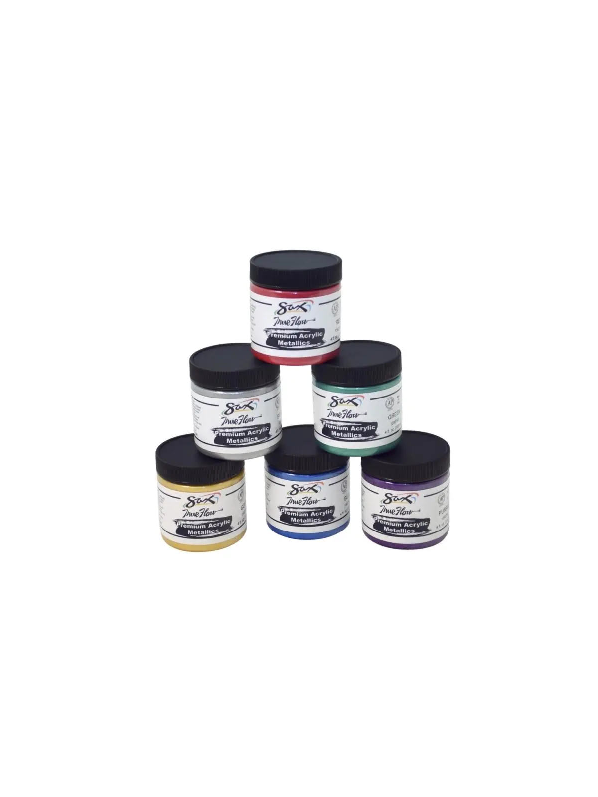 Chroma Acrylics 1592741 Premium Heavy-Bodied Acrylic Metallics Paint, 4 oz Jars, Set of 6