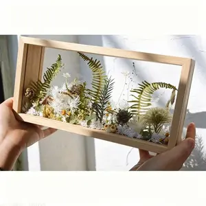 Hollow Photo Frame DIY Handmade 3D Preserved Flower Frame, Acrylic Wood Creative Display Box, Dried Flower Frame, Boho Style