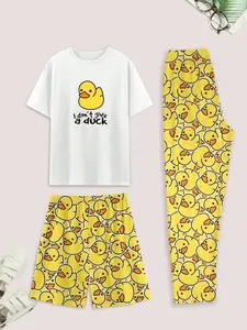Men's Spring & Fall Homewear Set, Casual Comfort Duck Print, Men's Sleepwear Set, Soft and Cozy Matching Loungewear Pjs, Pajama Set