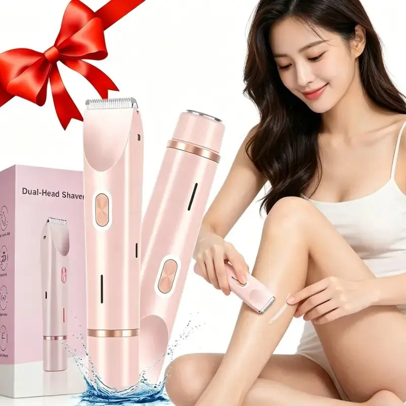 Women's Painless 2-in-1 Cordless Trimmer & Epilator Hair Remover - Stainless Steel Dual Head, Rechargeable IPX7 Waterproof Dry Shaver, Groin & Bikini Area Tool Hair Removal Device, Groin Trimmer Hair Removal Devices,back to school,back to school haul