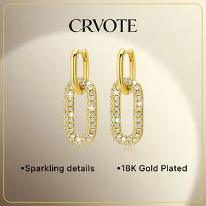 [2026 New Arrival] Women's Paperclip-Style 18K Gold-Plated Pendant Hoop Earrings for Casual & Formal Wear - Luxurious & Elegant Design