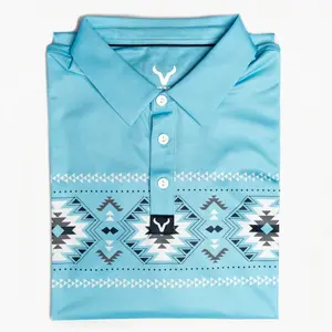 Vexil Brand - Polo - Aztec - Light Blue  - Cowboy Western Polo Shirt