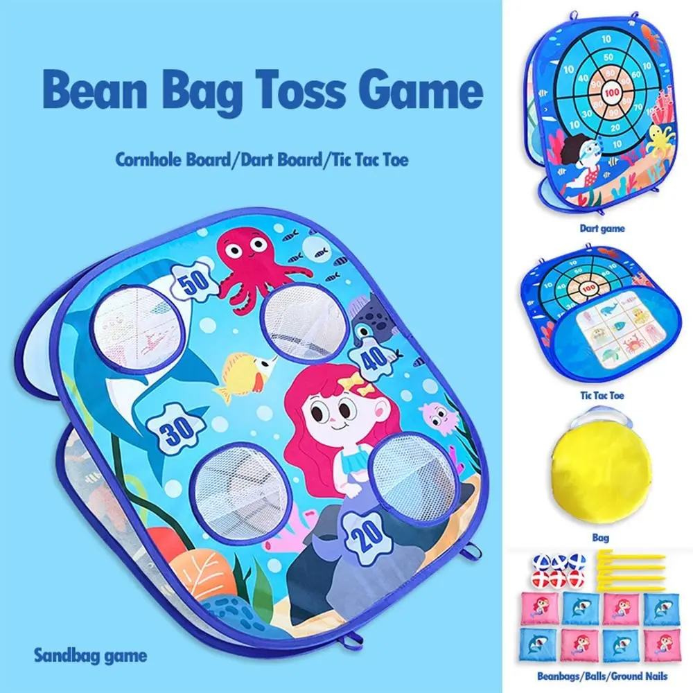 Kids Bean Bag Throwing Game,Adult Cornhole Game Throwing Toys Outdoor Indoor Beach Patio Lawn Activity Suitable for Toddler Boys 3+ Years Party Games Kids Gift (Blue Mermaid)