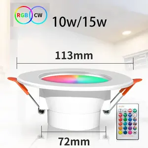 220V Smart Ceiling Lamp Indoor Round Recessed Spot LED APP Control 10W 15W RGBCW Color Changing Dimmable Ceiling Light with IR Remote Control Modern White Design 113mm x 72mm Concealed Installation - Usb, Smartphones uv Up Erasable Acrylic Message Board
