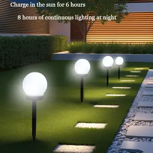 2/4PCS solar LED spherical garden light, outdoor landscape lighting, Solar Pathway Lights, Patio Lights, suitable for paths, courtyards, decks, lawns and terraces. Made of durable plastic, it features automatic opening and closing