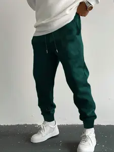 Men's Spring Autumn Solid Color Drawstring Jogger Pants, Casual Fitted Sportswear, Moderate Fabric, Summer Style, Comfortable Fit, Casual Sports Trousers