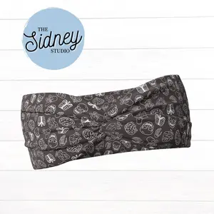 The Sidney Studio Simple Anatomy Doodles Wide Twist Headband for Women Soft Double Brushed Polyester Stylish Practical Hair Accessories