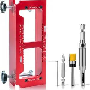 Aluminum Alloy Door Hinge Jig Adjustable Mortise Router Jig with Scale Detent for 2.5"-5" Hinges Fits 1/4" & 5/8" R Square Corner