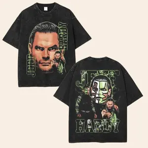 Vintage WWE Jeff Hardy 2 Shirt, Graphic Tees for Boys, Unisex Top, Vintage Y2K Aesthetic Hoodie, Sweatshirt wash t-shirt classic cotton fan gift oversized Fabric Fit casual wrestling shirt wwe fan