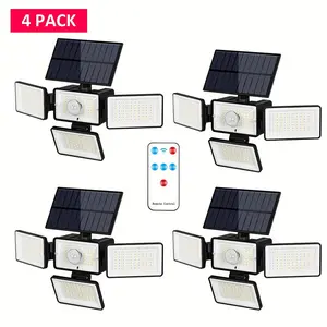 2-Pack/ 4-Pack 4 Heads Solar Lights with Remote Control, Motion Sensor LED Garden Lights, 270° Wide Angle, for Camping, Patio, Landscape Lighting.