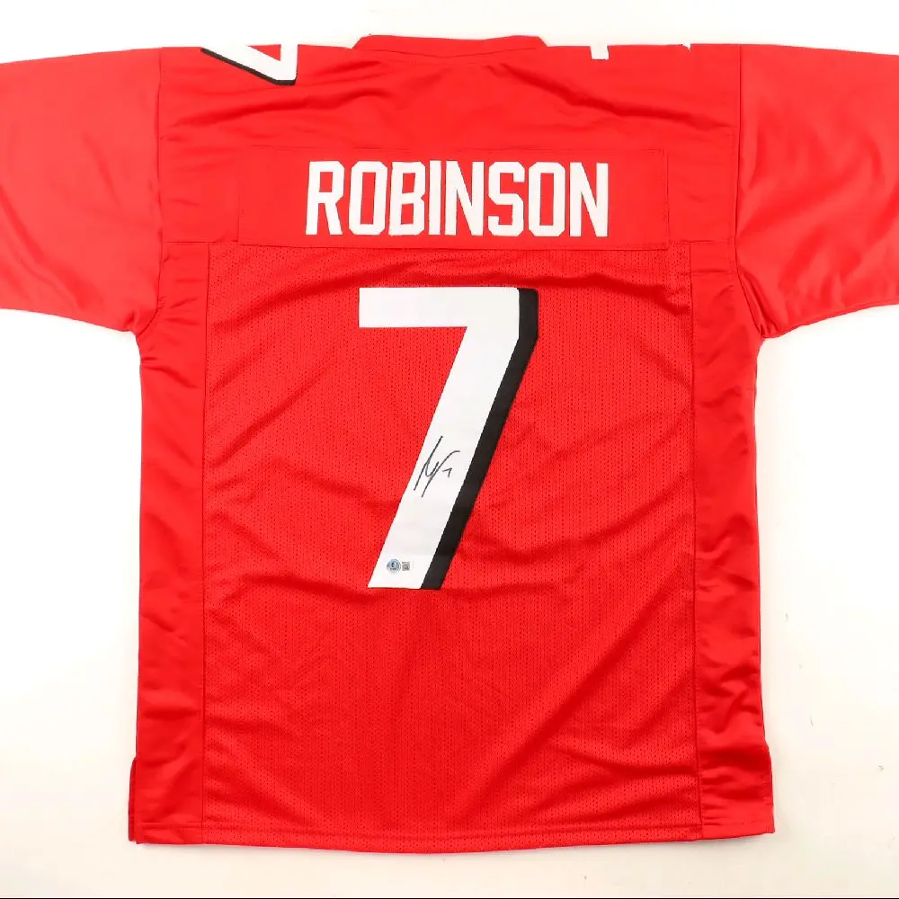 Bijan Robinson Atlanta Falcons Autographed Fully Embroided Custom Red Jersey Beckett Authenticated