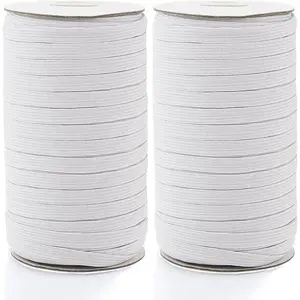 160 Yards Elastic Band 1/4 inch Wide White Elastic Strap High Elastic Cord for Sewing Waistband and Pants , 2 Rolls, 80 Yards/Roll