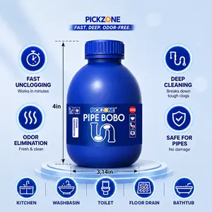 PICKZONE PIPE BOBO Drain Unclogger - For Kitchen, Shower & Tub Drains, Safe for All Pipes, Fast-Acting Household Formula