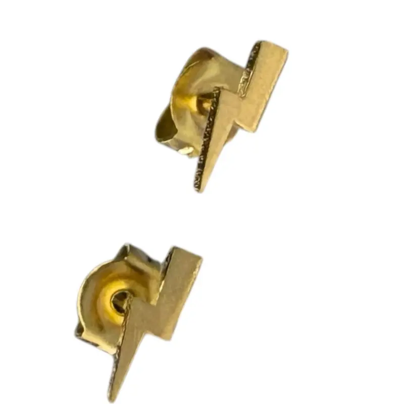 Golden Lighting Bolt Earrings - Unique Design with Modern Style, Lightweight & Minimalist Look