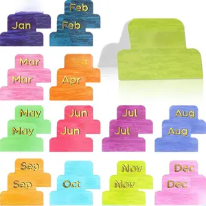 24 Pieces Monthly Tabs for Planner Adhesive Monthly Planner Tabs Stickers Colorful Neutral Metallic Stickers Designer Accessories Decorative Adhesive Index for Office Study