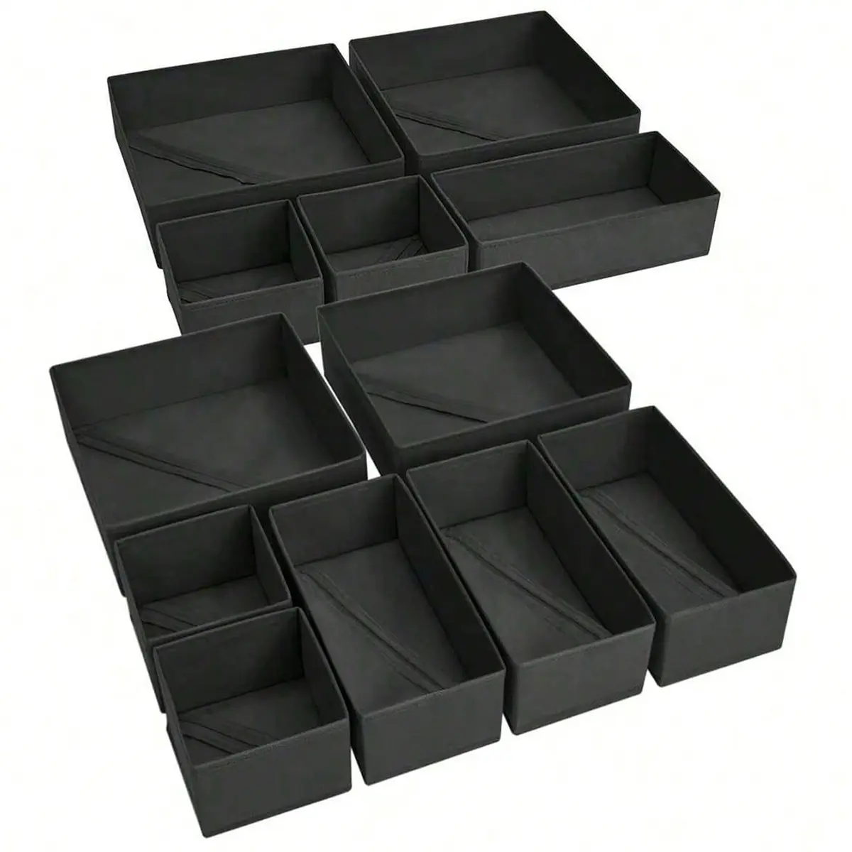 Foldable Fabric Storage Boxes, Closet Drawer Organizer Baskets, Dresser Drawer Organizers, Clothes Underwear Socks Separators, 1/6 Pack, Home Storage Solutions, Collapsible Storage Bins, Folding Storage Boxes, Closet Organiser, Black