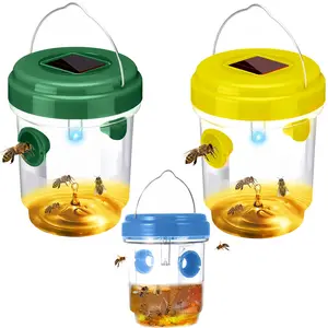 (2 PACK Bee Wasp Trap) Solar Wasp Trap, Outdoor Hanging Design Flying Insect Trap