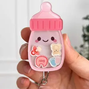 Baby Bottle Shaker Badge Reel Cute Pediatric Nurse Gift Medical ID Holder