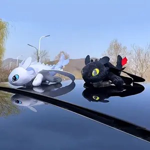 Toothless Car Exterior Decoration Wings Movable Roof Sunroof Decoration Figurine Motorcycle Helmet(35cm or 20 home birthday Windshield arreglos para el 14 de febrero valentine's decoration Fluffy Realistic